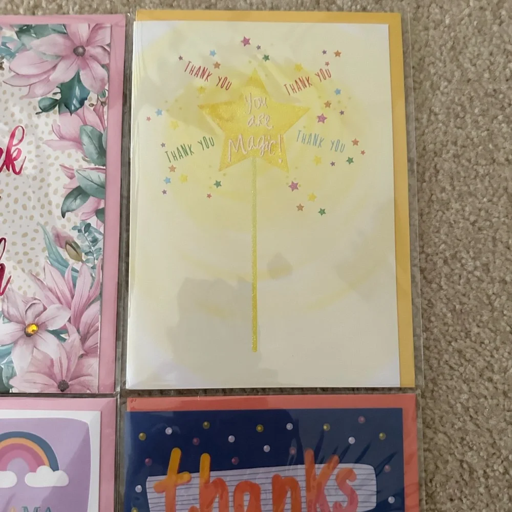 New 5 of Magidesign 3D Thank You Cards with envelopes.
